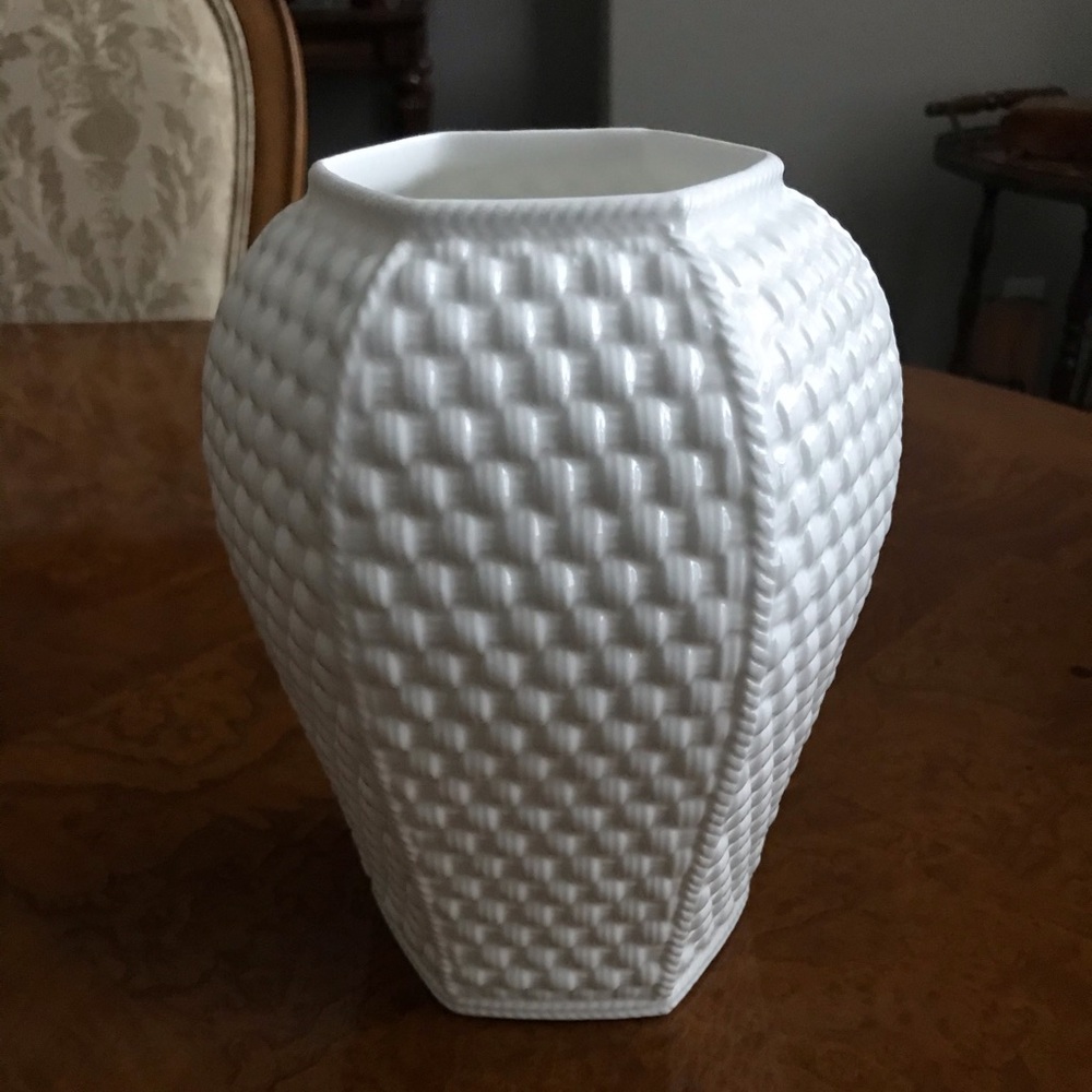 Tiffany Porcelain Basketweave Vase